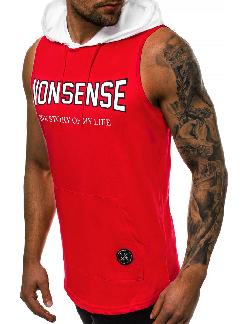 Tricou cu glugă bărbați roșu OZONEE MAD/2882Z