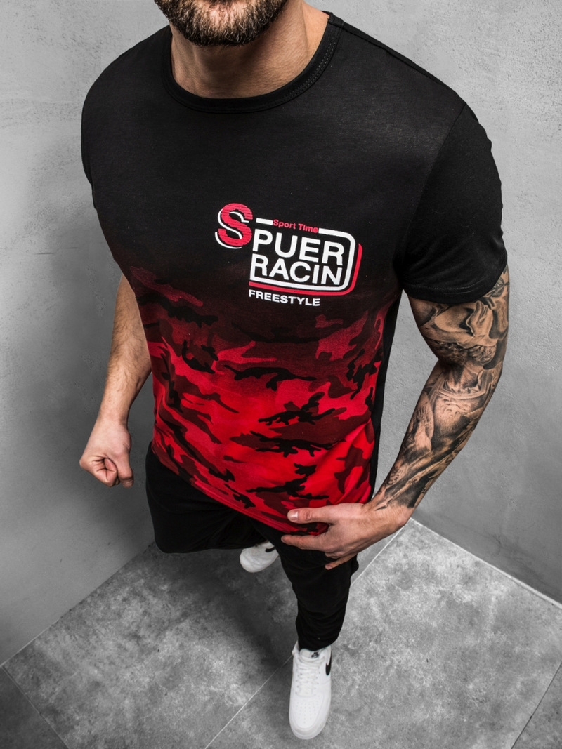 Tricou bărbați rosii OZONEE JS/SS10985Z