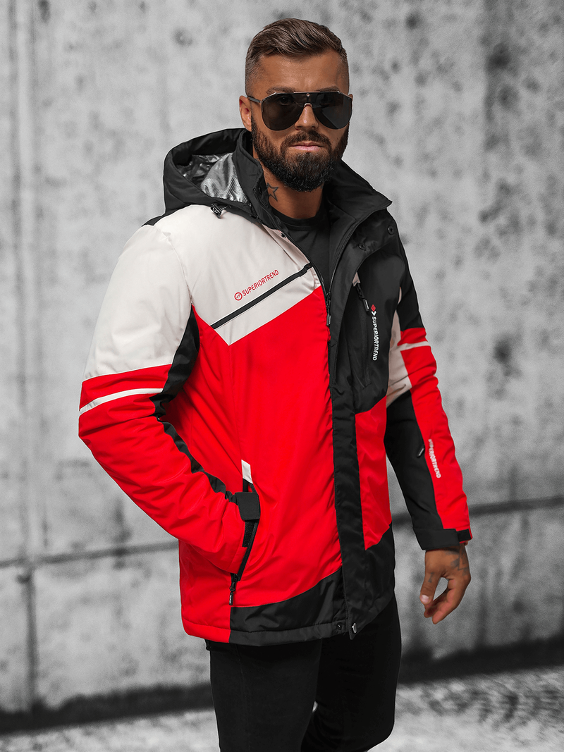 Jachetă bărbați roșu-neagră OZONEE JS/M35/275