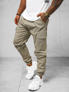 Pantaloni chino jogger pentru bărbați bej OZONEE O/G3014Z