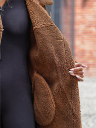 Palton de piele de dama camel OZONEE JS/11Z8253