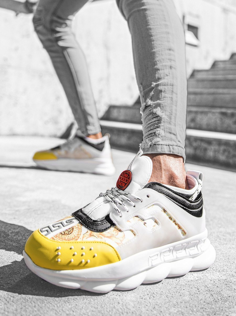 Sneakers bărbați mare alb-galben OZONEE G/2020