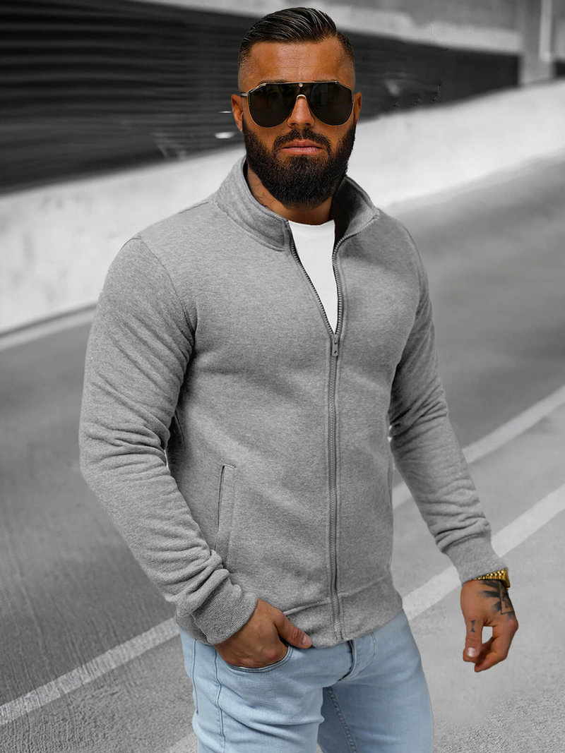 Bluză cu fermoar bărbați gri OZONEE JS/2002Z