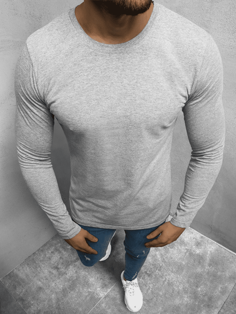 Tricou cu mânecă lungă gri OZONEE O/1209Z