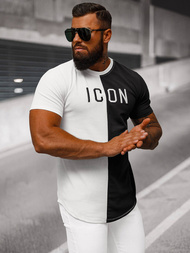 Tricou bărbați alb-negru OZONEE O/7776T