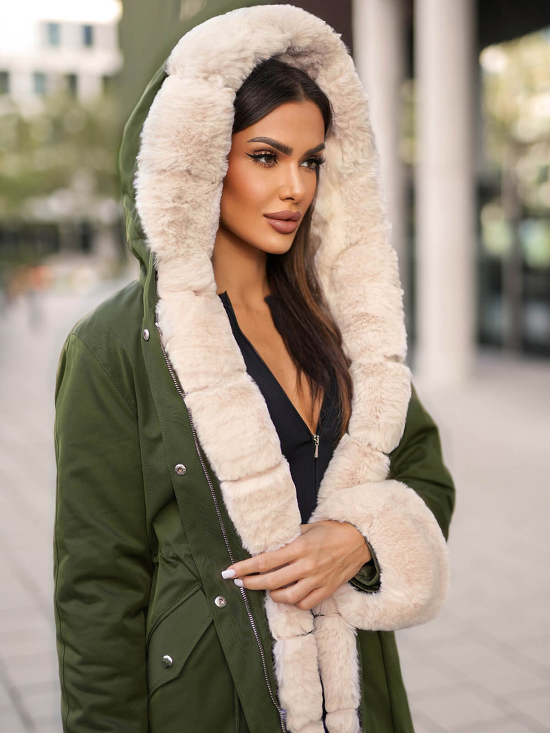 Geacă de iarnă damă verde OZONEE JS/M763/136Z