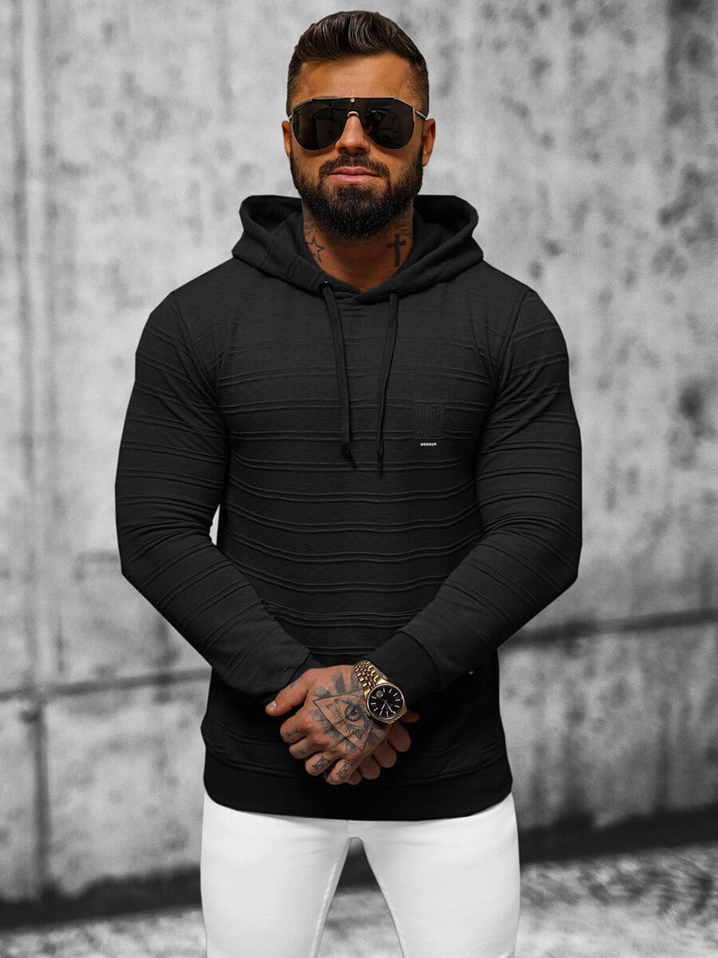 Hanorac bărbați neagră OZONEE O/TB2272