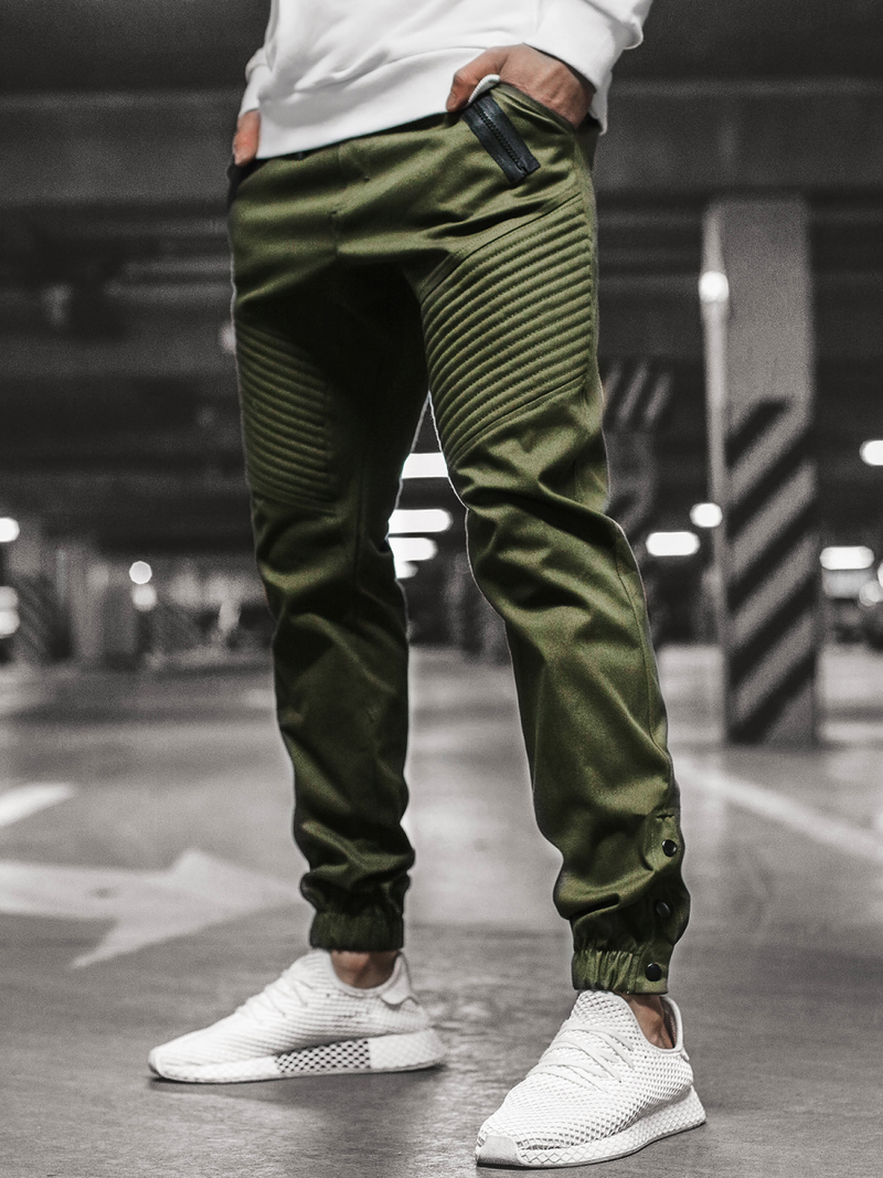 Pantaloni chino jogger pentru bărbați verde OZONEE A/0952