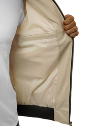 Geacă de piele bărbați bej OZONEE N/6124