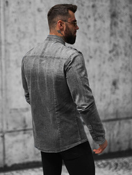 Cămașă de blugi bărbați gri OZONEE NB/MC713G