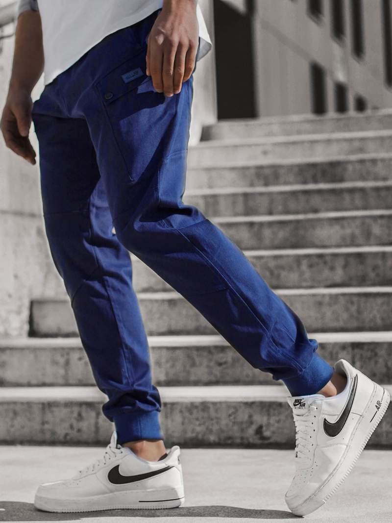 Pantaloni chino jogger pentru bărbați albastru marin OZONEE O/11103