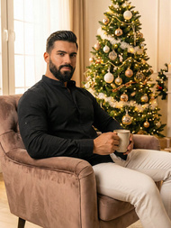 Cămașă bărbați neagră OZONEE O/V121Z