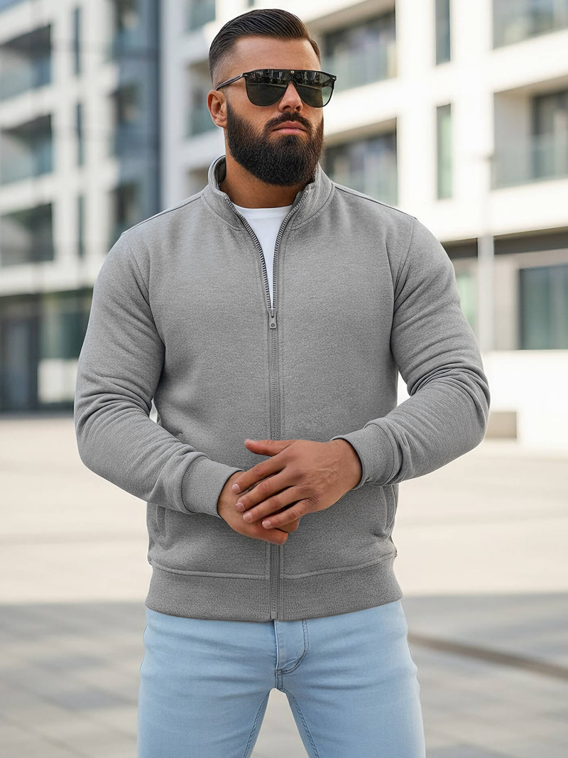 Bluză cu fermoar bărbați gri OZONEE JS/2002Z