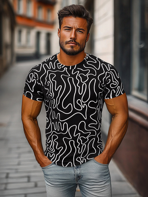 Tricou bărbați negri OZONEE JS/8T1198/3Z