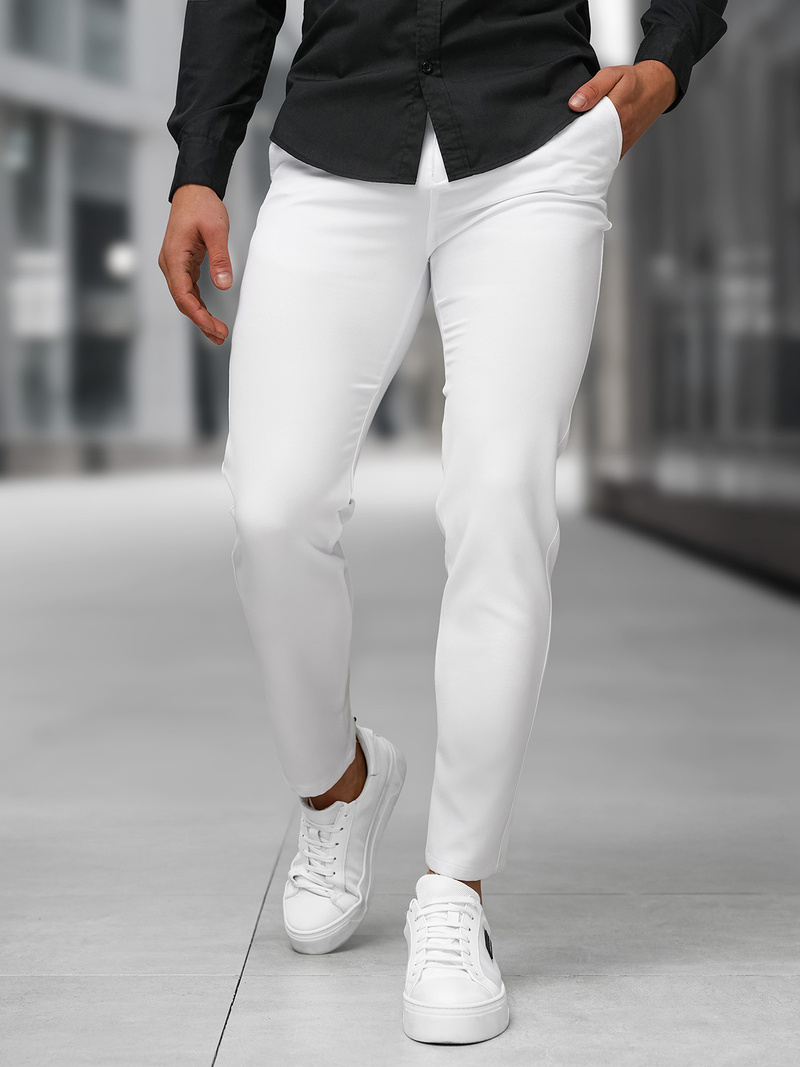 Pantaloni chino bărbaţi albi OZONEE DJ/5526Z