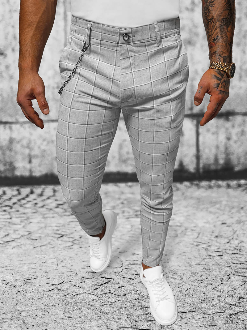 Pantaloni chino bărbaţi gri OZONEE DJ/550172