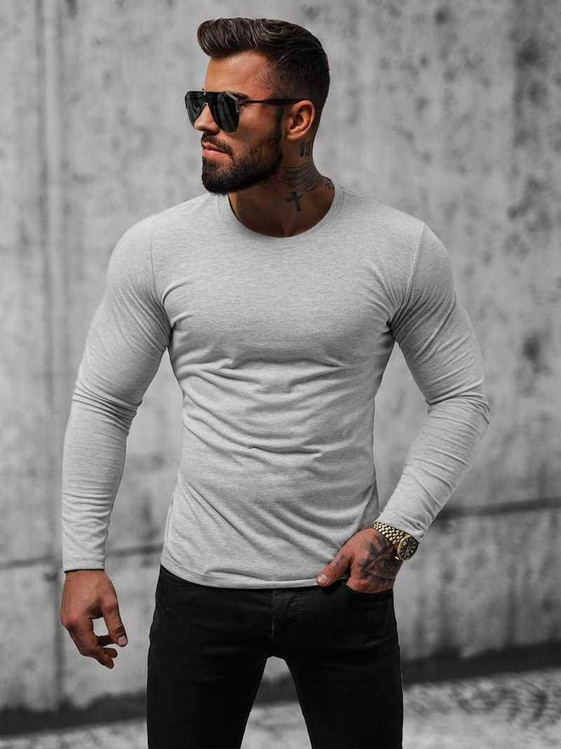 Tricou cu mânecă lungă bărbați gri OZONEE O/B260