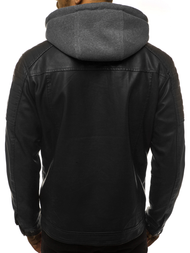 Geacă de piele bărbați neagră OZONEE JB/JP1136