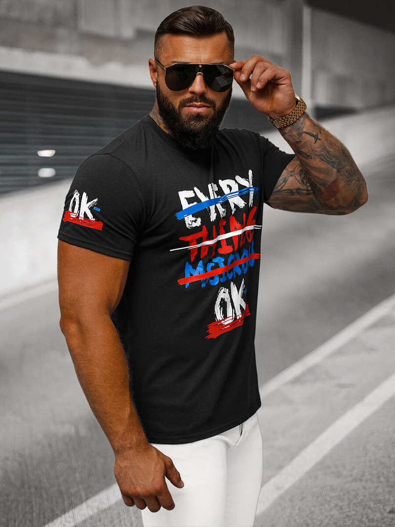 Tricou bărbați negru OZONEE O/8T1266/3