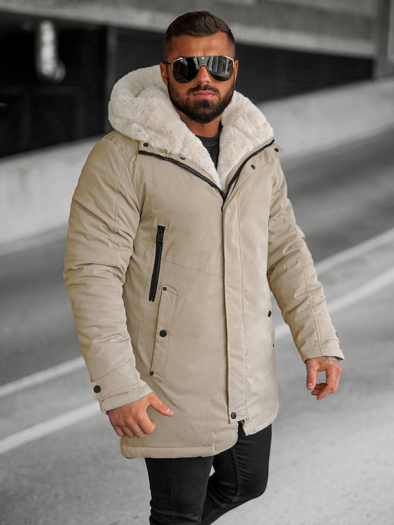 Geacă de iarnă parka bărbați bej OZONEE JS/22M319/62Z