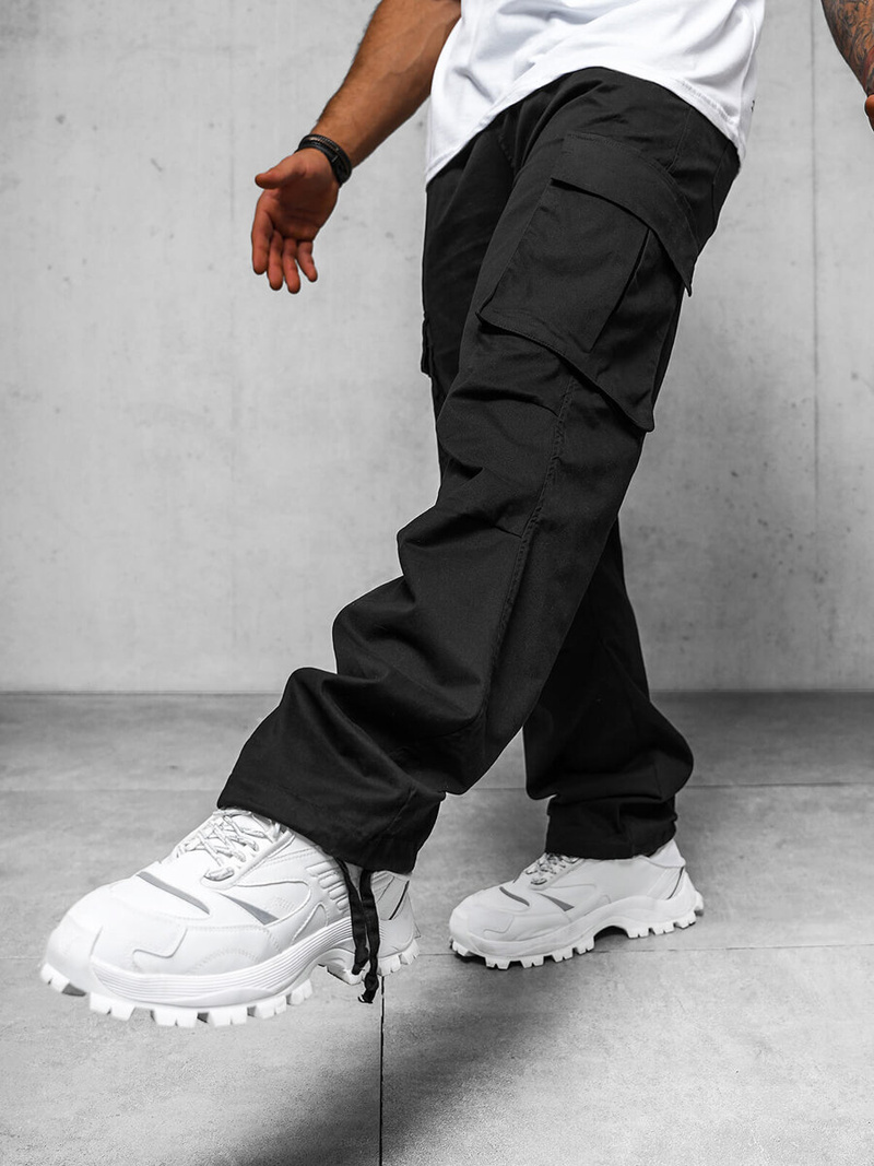 Pantaloni cargo relaxed bărbaţi negri OZONEE O/G3179Z