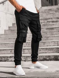 Pantaloni chino jogger pentru bărbați negri OZONEE G/2787