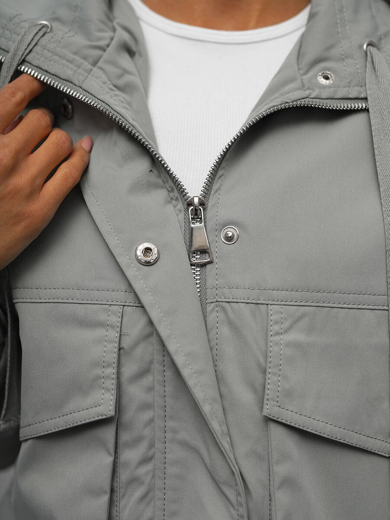 Jachetă de femei gri OZONEE O/G118Z