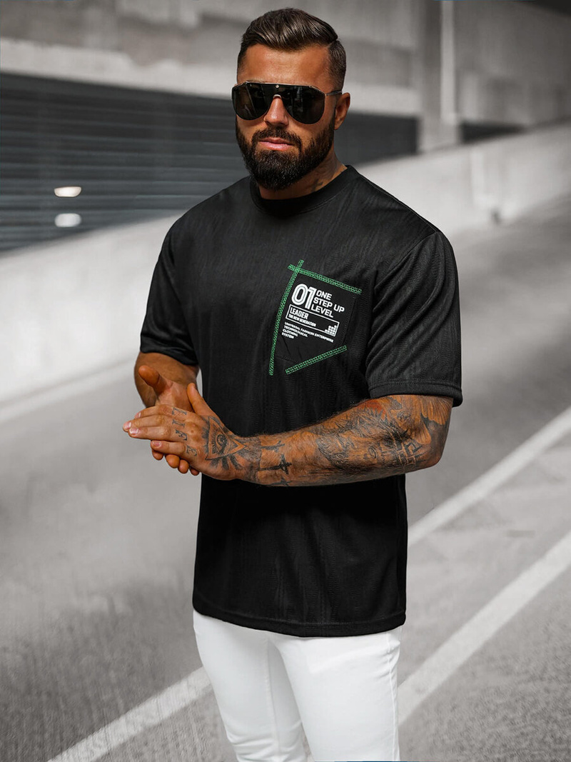 Tricou bărbați negru OZONEE O/3C333