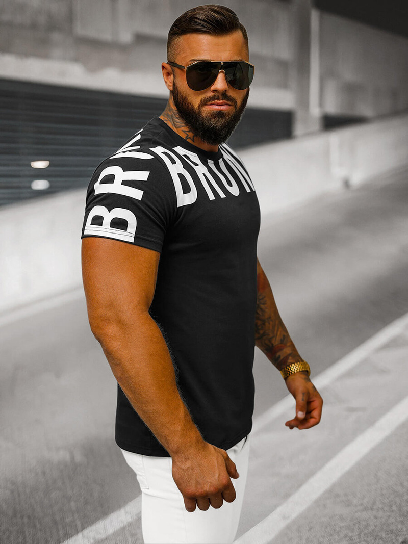 Tricou bărbați negru OZONEE O/8T1265/3