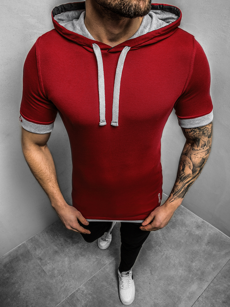 Tricou cu glugă bărbați bordo OZONEE O/1273Z