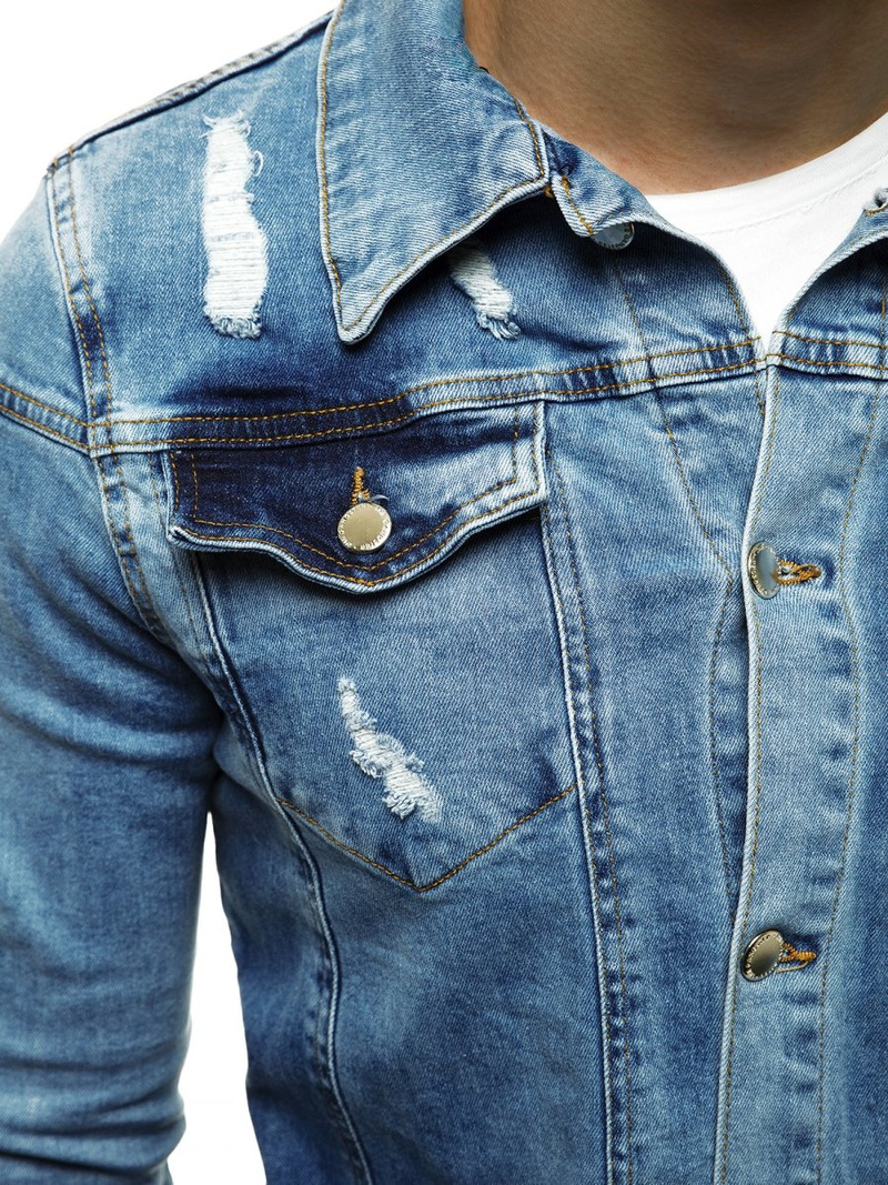 Jachetă de blugi bărbați albastră deschis OZONEE G/474K