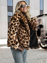 Geacă de femei bej și maro OZONEE JS/61M8500/158