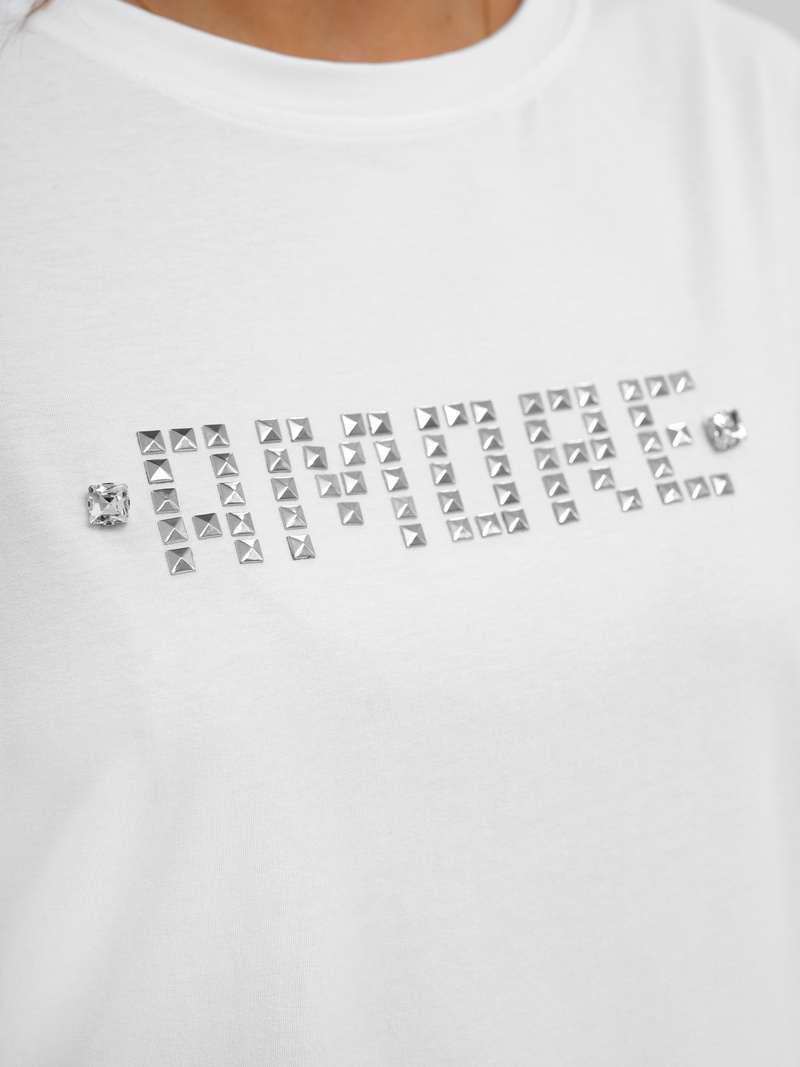 Tricou femei alb-argintiu OZONEE JS/YJ77716