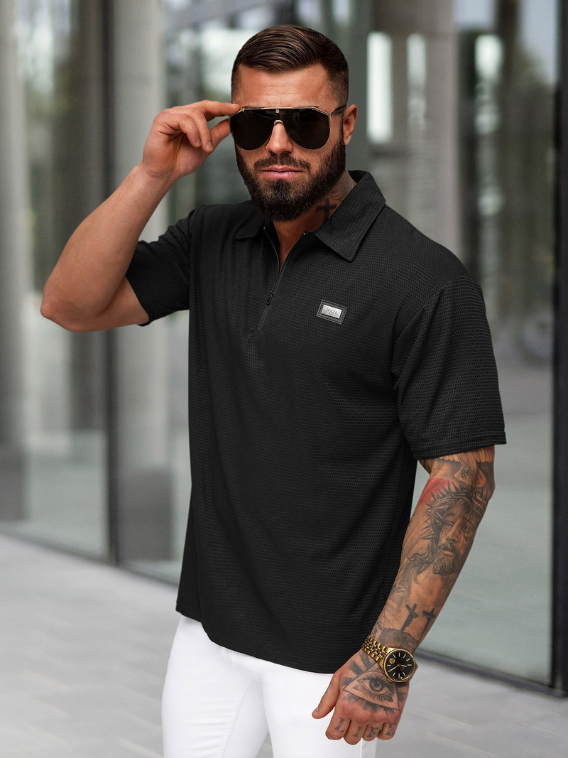 Tricou polo bărbați negru OZONEE O/YN2/593