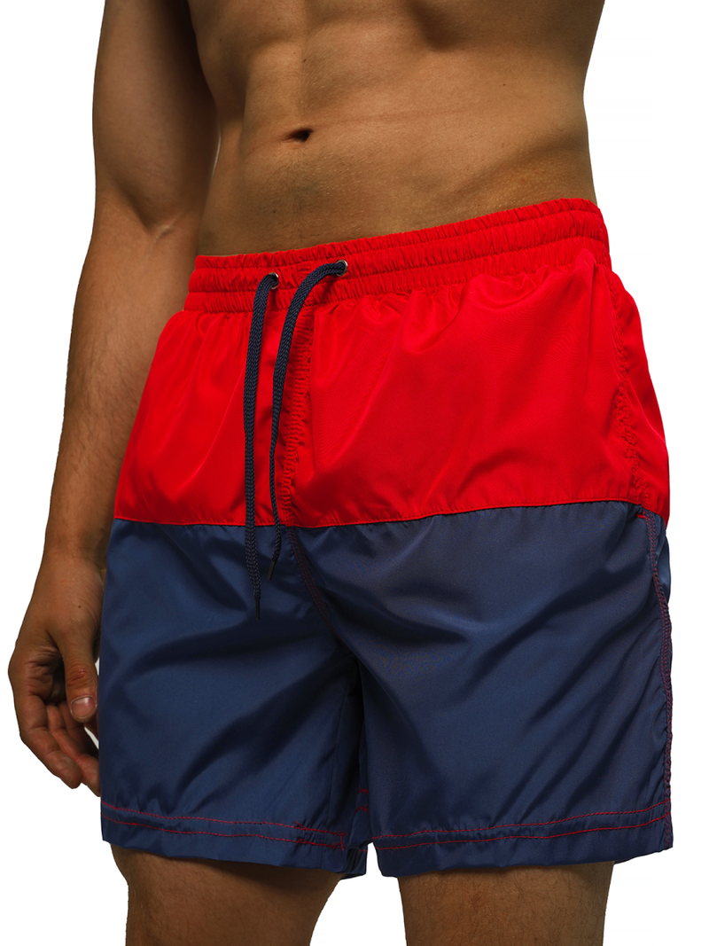 Pantaloni scurti de baie bărbați roșu și bleumarin OZONEE JS/HM062