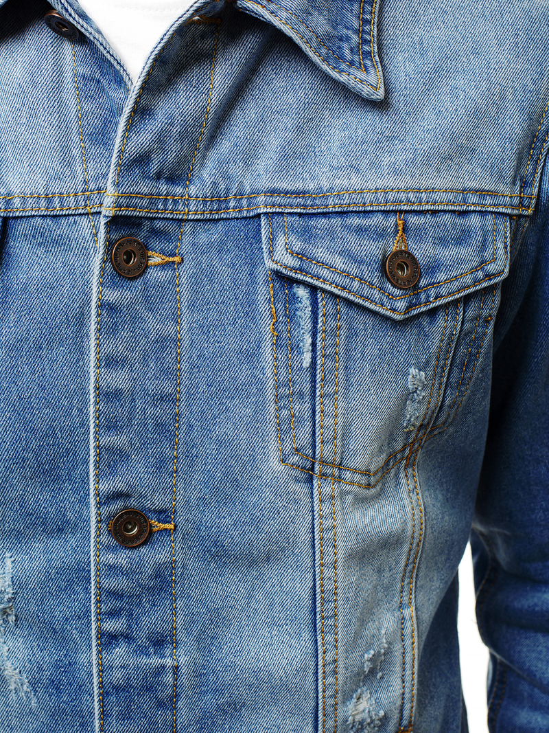 Jachetă de blugi bărbați albastră OZONEE V/19276