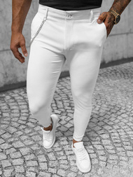 Pantaloni chino bărbaţi albi OZONEE DJ/550170