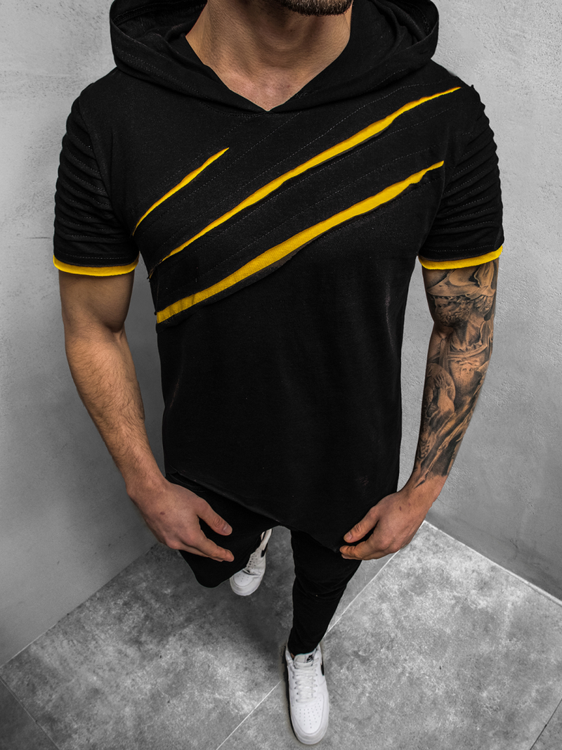 Tricou bărbați negru-galben OZONEE O/1187XZ