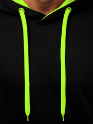 Hanorac cu glugă bărbați neagră-celadon OZONEE JS/2011