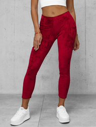 Pantaloni de trening femei din catifea bordo OZONEE JS/92K521/35