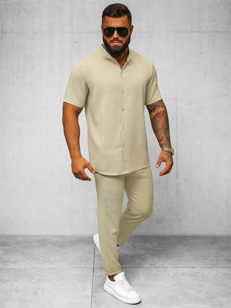 Pantaloni chino bărbaţi bej OZONEE O/K971SP