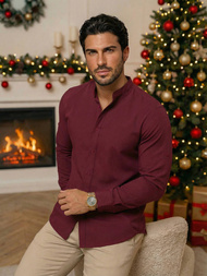 Cămașă bărbați bordo OZONEE O/V57Z