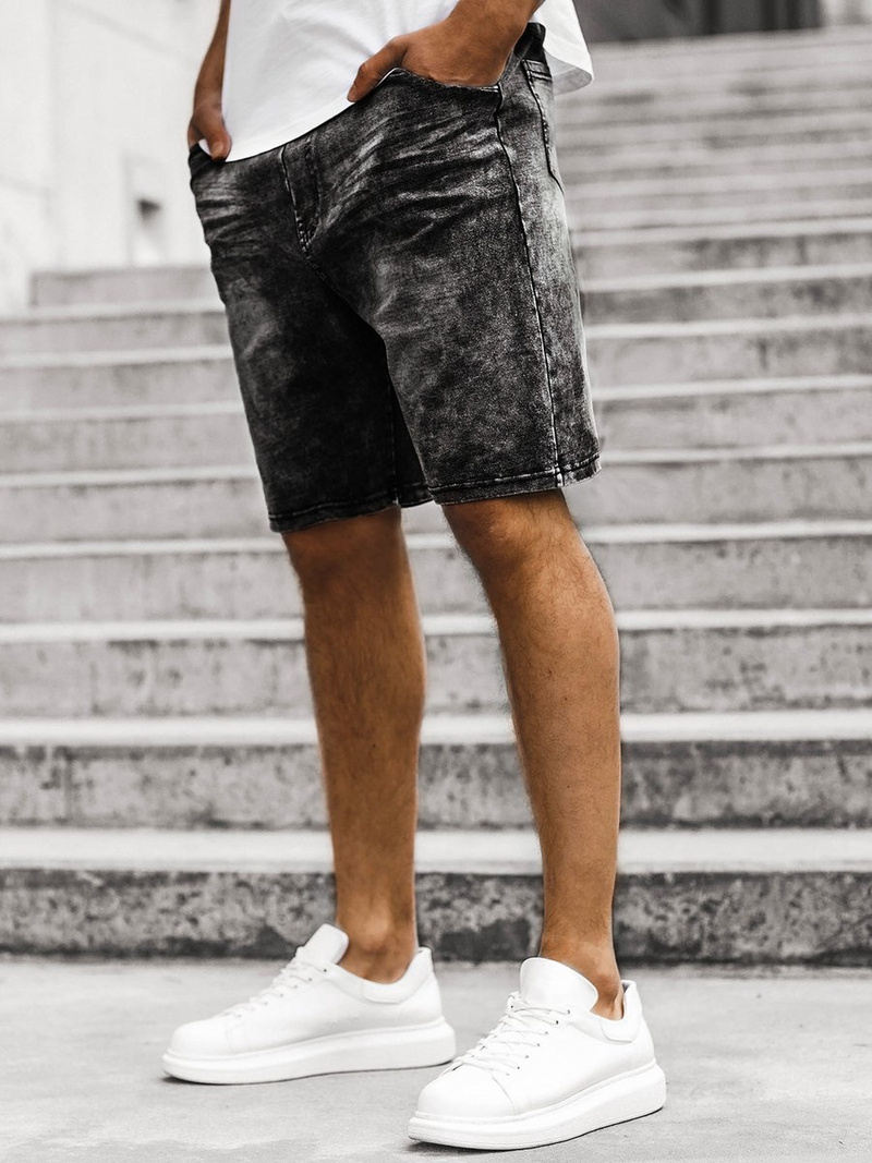Pantaloni scurti blugi bărbați negri OZONEE JS/KK1070/2