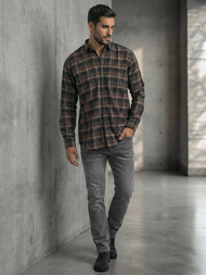 Cămașă bărbați albastru marin OZONEE V/V177Z