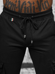 Pantaloni chino jogger pentru bărbați negri OZONEE NB/MP0201N