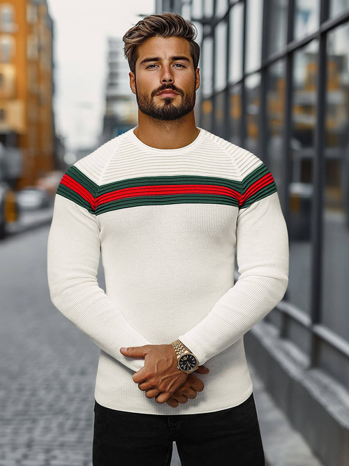 Pulover bărbați écru OZONEE L/2457Z