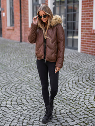 Geacă de iarnă damă ciocolată OZONEE JS/5M3331/158