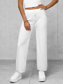 Pantaloni din catifea de dama albi OZONEE JS/92K519/1
