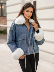 Jachetă de blugi femei albastră OZONEE JS/11Z8219