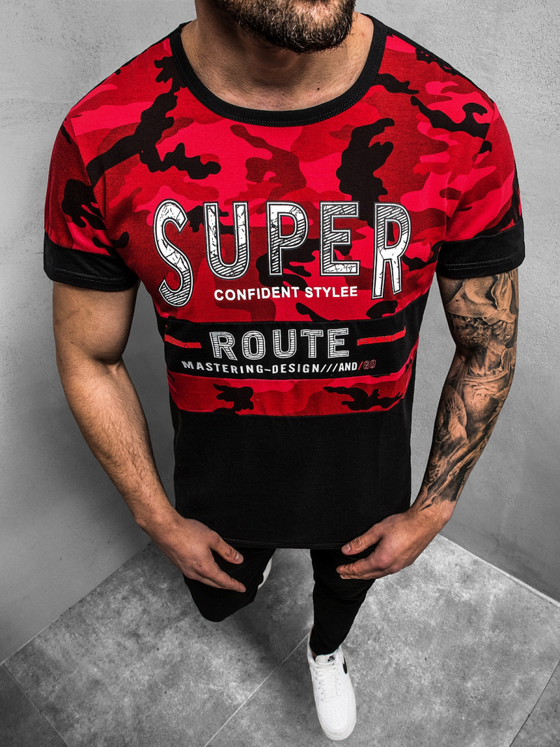 Tricou bărbați roșu OZONEE JS/SS11103Z